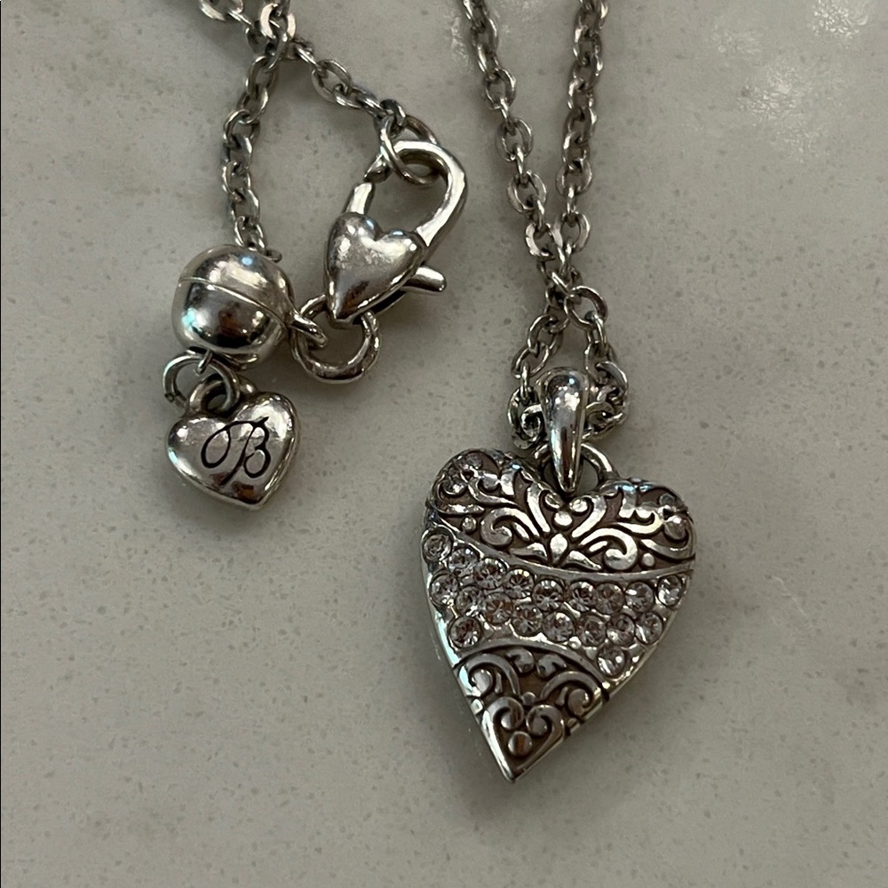 Retired Brighton reversible love rhinestone heart adjustable necklace - Picture 13 of 14